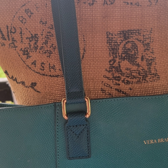 Vera Bradley Small Ella Teal Tote Bag - Picture 12 of 16